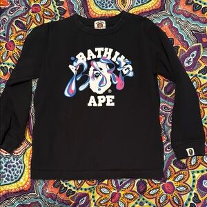 BAPE Black Long Sleeve Tee with Graphic Design